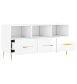 Meuble TV Blanc brillant 102x36x50 cm Bois d'ingénierie