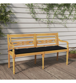 Banc Batavia avec coussin noir 150 cm Bois de teck massif