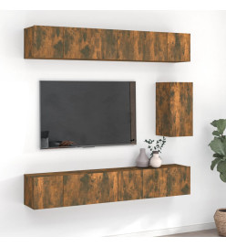 Ensemble de meubles TV 7 pcs Chêne fumé Bois d'ingénierie