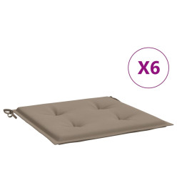 Coussins de chaise de jardin 6 pcs taupe 40x40x3cm tissu oxford