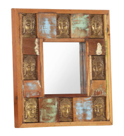 Miroir avec revêtement Bouddha 50x50 cm Bois de récupération