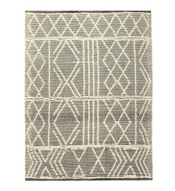 Tapis en laine tissée à la main 120x170 cm Noir/Blanc