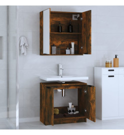 Ensemble d'armoires de salle de bain 2 pcs chêne fumé