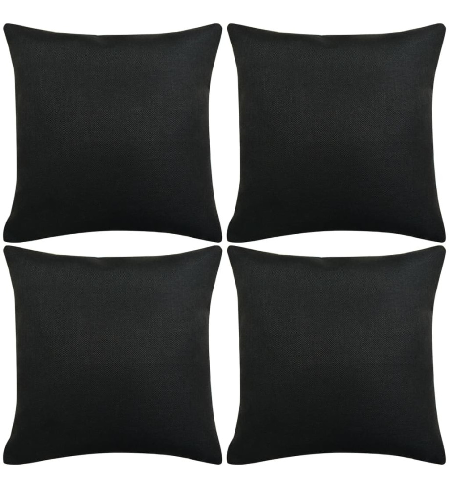 Housses de coussin 4 pcs Aspect de lin Noir 40x40 cm