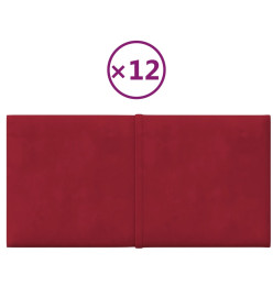 Panneaux muraux 12 pcs Rouge bordeaux 30x15 cm Velours 0,54 m²