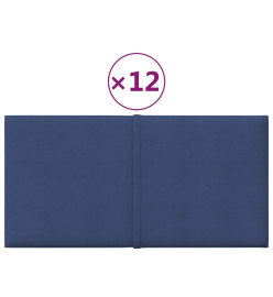 Panneaux muraux 12 pcs Bleu 30x15 cm Tissu 0,54 m²