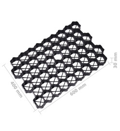 Grilles d'herbe 16 pcs noir 60x40x3 cm plastique