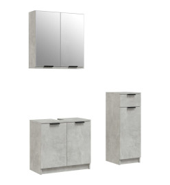 Ensemble d'armoires de salle de bain 3 pcs gris béton