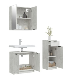 Ensemble d'armoires de salle de bain 3 pcs gris béton