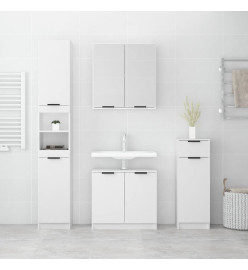 Meubles de salle de bain 4 pcs Blanc Bois d'ingénierie