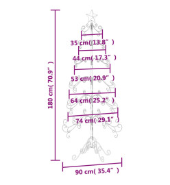 Arbre de Noël en métal pour décoration noir 180 cm