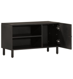 Meuble TV noir 80x31x46 cm bois massif de manguier