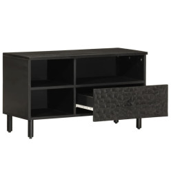 Meuble TV noir 80x33x46 cm bois massif de manguier