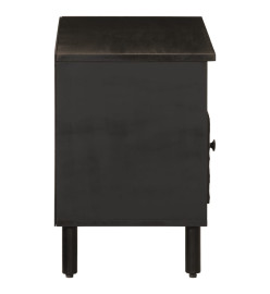 Meuble TV noir 80x33x46 cm bois massif de manguier