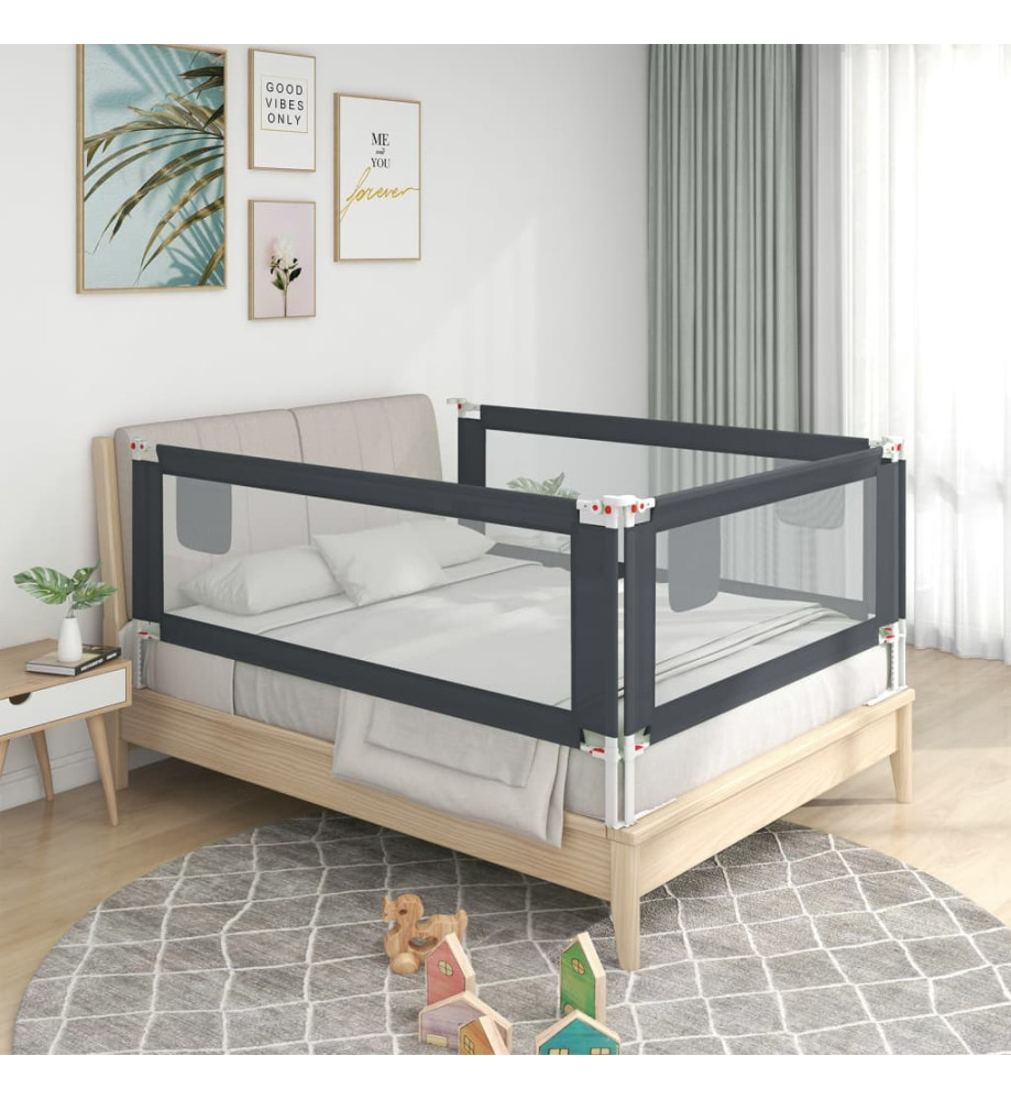 Barrière de sécurité de lit d'enfant Gris foncé 100x25 cm Tissu