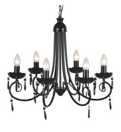 Lustre suspendu Noir 6 douilles d'ampoule