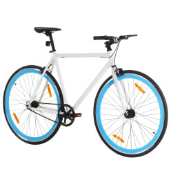 Vélo à pignon fixe blanc et bleu 700c 59 cm