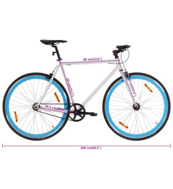 Vélo à pignon fixe blanc et bleu 700c 59 cm