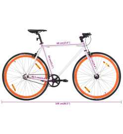 Vélo à pignon fixe blanc et orange 700c 59 cm