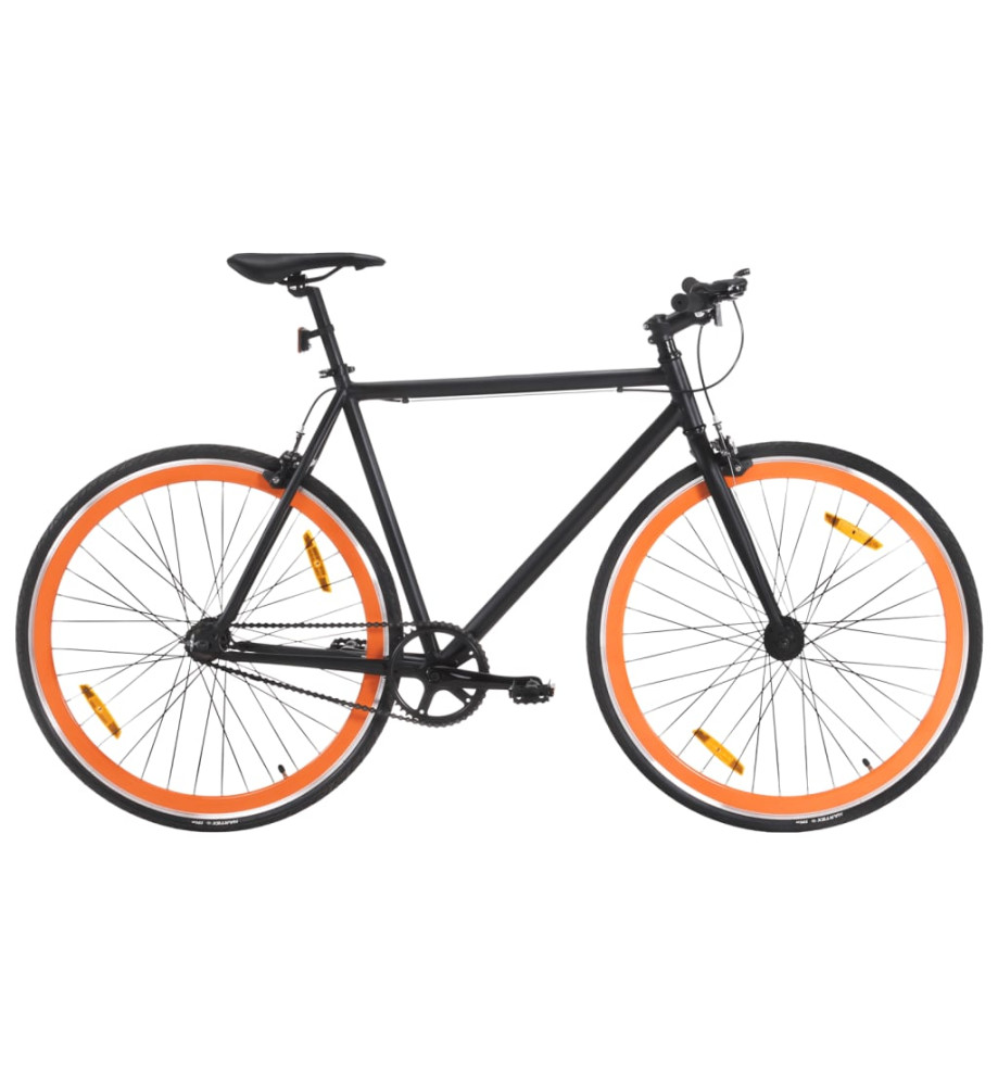 Vélo à pignon fixe noir et orange 700c 55 cm