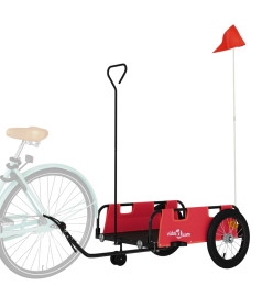 Remorque de vélo rouge tissu oxford et fer