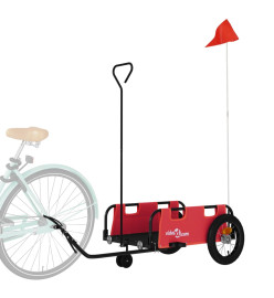 Remorque de vélo rouge tissu oxford et fer