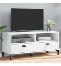 Meuble TV VIKEN blanc bois de pin solide