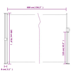 Auvent latéral rétractable rouge 180x600 cm