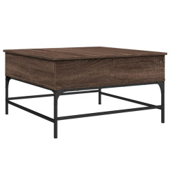 Table basse chêne marron 80x80x45 cm bois d'ingénierie et métal