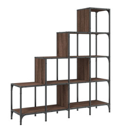 Bibliothèque chêne marron 122x30x132cm bois ingénierie et métal