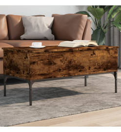 Table basse chêne fumé 100x50x45 cm bois d'ingénierie et métal