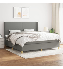 Lit à sommier tapissier avec matelas Gris foncé 200x200cm Tissu