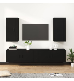 Ensemble de meubles TV 4 pcs Noir Bois d'ingénierie