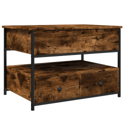 Table basse chêne fumé 70x50x50 cm bois d'ingénierie et métal