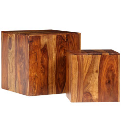 Ensemble de table basse 2 pcs Bois massif de Sesham 40x40x40 cm