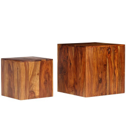 Ensemble de table basse 2 pcs Bois massif de Sesham 40x40x40 cm