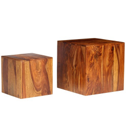 Ensemble de table basse 2 pcs Bois massif de Sesham 40x40x40 cm