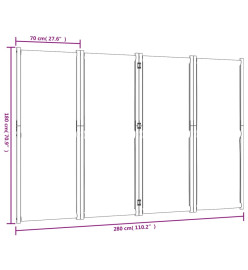 Cloison de séparation 4 panneaux taupe 280x180 cm