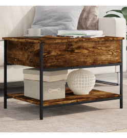 Table basse chêne fumé 70x50x50 cm bois d'ingénierie et métal
