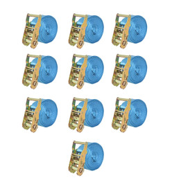 Sangle d’arrimage à cliquet 10 pcs 2 tonnes 6 m x 38 mm Bleu