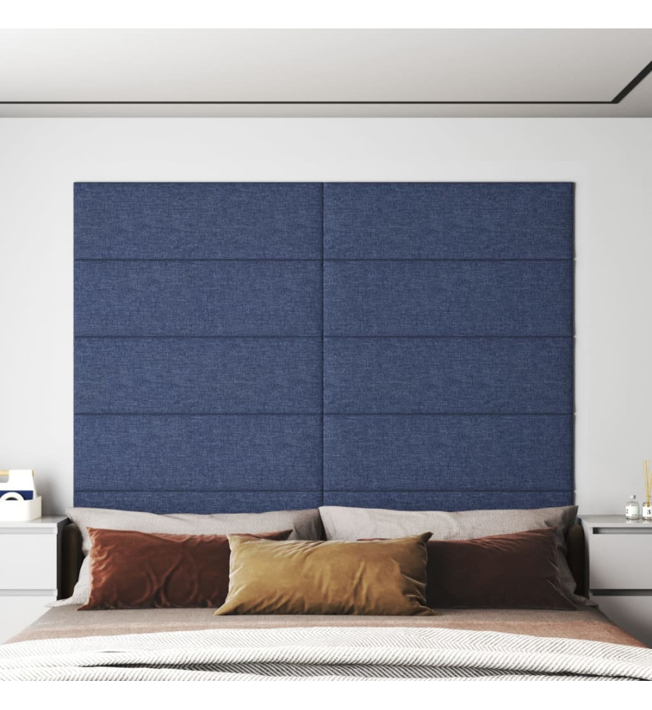 Panneaux muraux 12 pcs Bleu 90x30 cm Tissu 3,24 m²