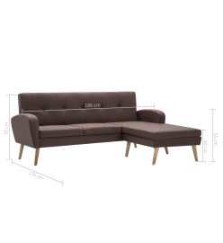 Canapé d'angle Revêtement en tissu 186x136x79 cm Marron