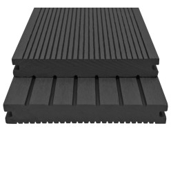 Panneaux de terrasse solides et accessoires WPC 20m² 2,2 m Noir