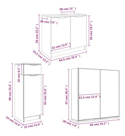 Meubles de salle de bain 4 pcs Gris béton Bois d'ingénierie