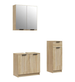 Ensemble d'armoires de salle de bain 3 pcs chêne sonoma