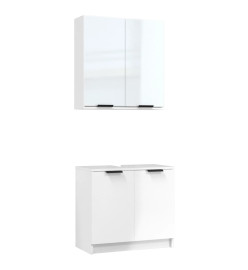 Meubles de salle de bain 2 pcs Blanc brillant Bois d'ingénierie