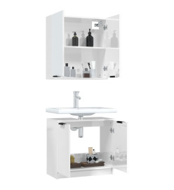 Meubles de salle de bain 2 pcs Blanc brillant Bois d'ingénierie