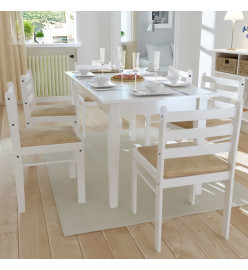 Chaises à manger lot de 6 blanc bois solide et velours