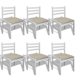 Chaises à manger lot de 6 blanc bois solide et velours