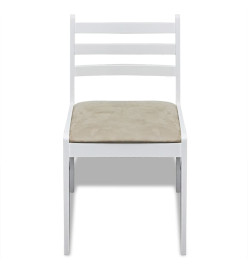 Chaises à manger lot de 6 blanc bois solide et velours